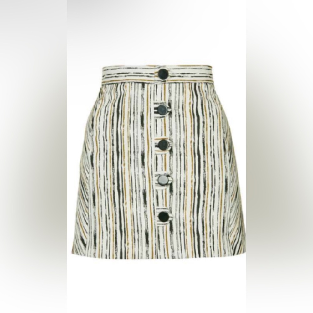 Topshop Scratch Stripe Button A-Line Skirt - image 1